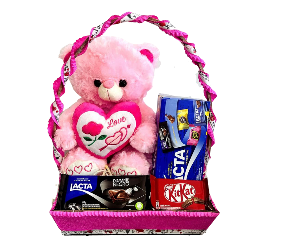 cesta de chocolate arco e amor